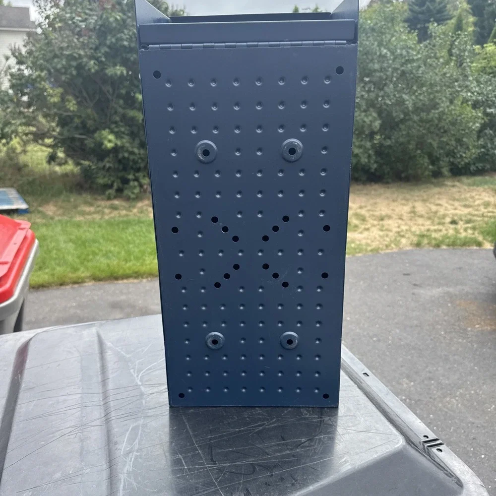 Adoorn Large Post Mount Mailbox Blue Steel Outdoor Weatherproof Package Box READ